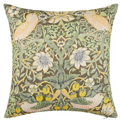 Morris & Co Strawberry Thief Cushion Yellow